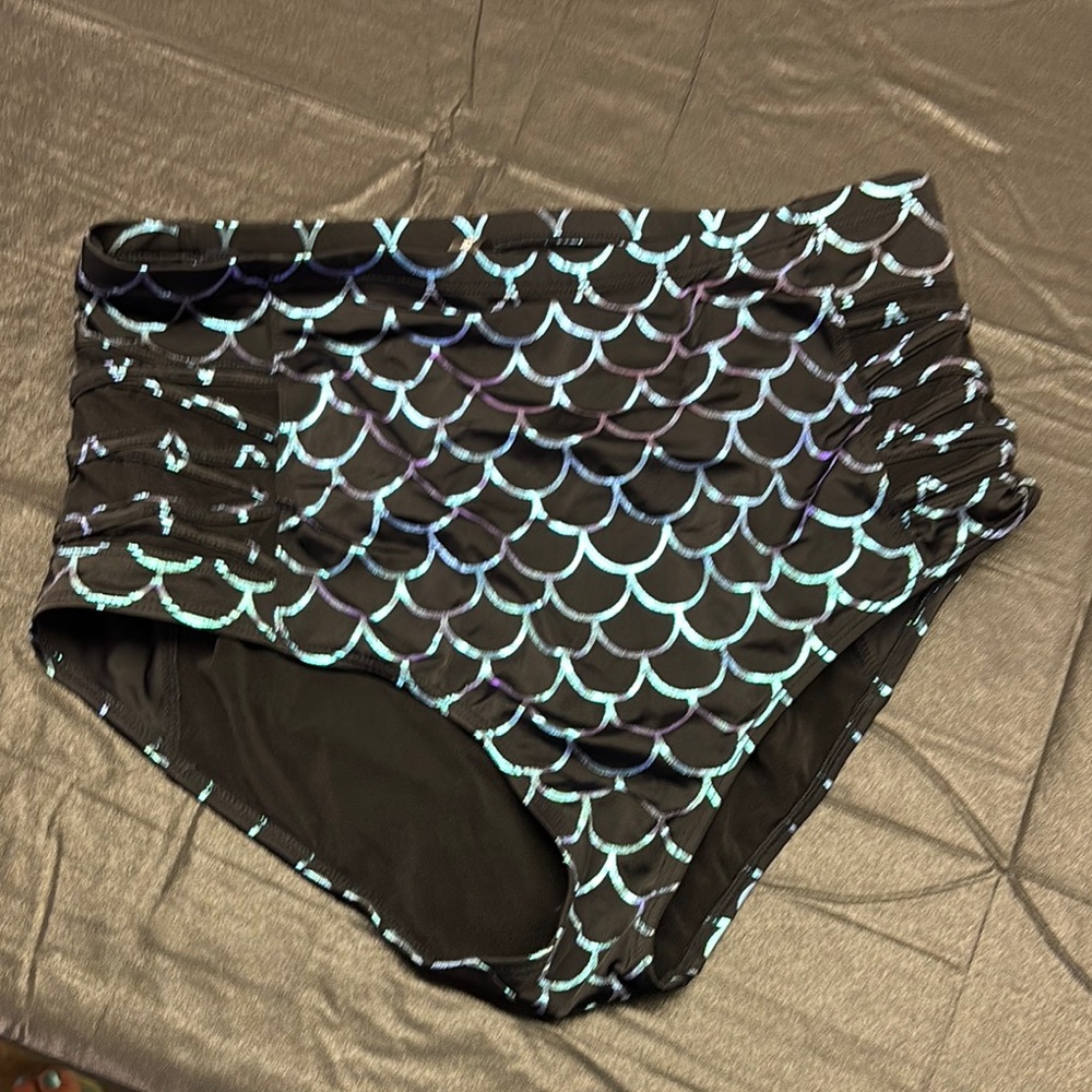 Torrid Black and Blue Mermaid Scale Swim Bottoms